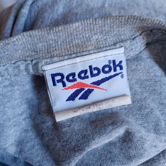 Reebok Vintage Women's T-shirt SMALL 1990s Heather gray Spellout Logo - Picture 7 of 7